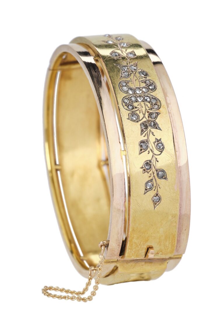 Französischer Armreif mit Diamanten aus 18 Karat Gold