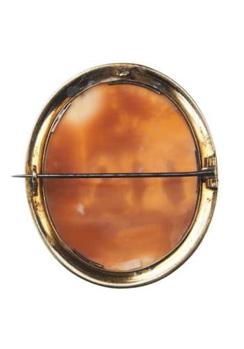 Um 1840 - Muschelkamee Brosche im vergoldeten Rahmen, Französisch – Bild 5