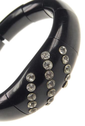 Um 1880 - Jett Armband mit Strass Victorian England – Bild 4