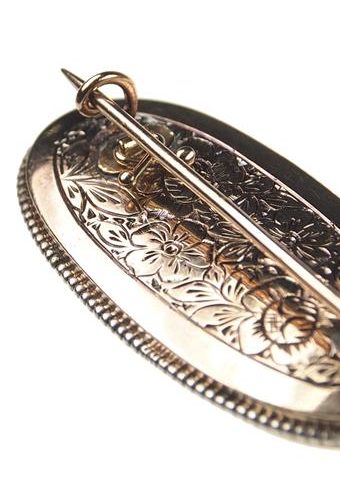 Um 1800 - 18 ct. Gold / Silber Brosche mit Diamanten & Emaille Georgian England – Bild 6