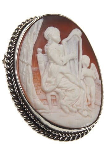 Um 1880 - Muschelkamee Brosche, England – Bild 3