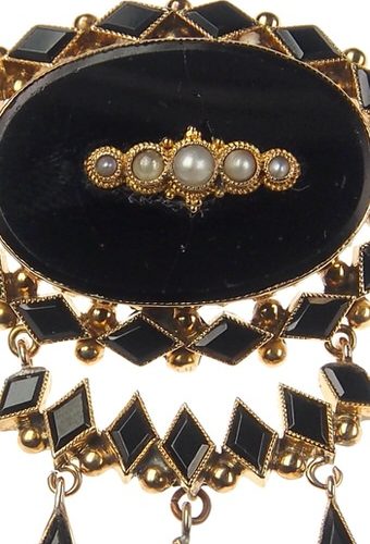 Um 1880 - 14 ct. Gold Set Brosche & Ohrringe USA – Bild 4