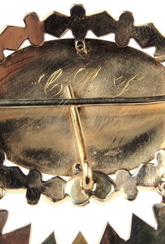 Um 1880 - 14 ct. Gold Set Brosche & Ohrringe USA – Bild 8