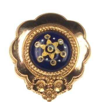 Schaumgold Brosche Emaille Biedermeier um 1850