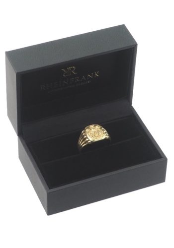 ** VERKAUFT ** Um 1920 - 14 ct. Gold Siegelring mit handgraviertem Familienwappen, ein Art déco Herrenring – Bild 5