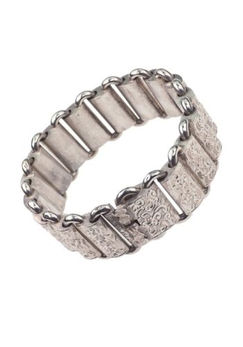 Um 1880 - Sterling Silber Armband mit Handgravuren, aus dem viktorianischen England Victorian Silberarmband – Bild 3
