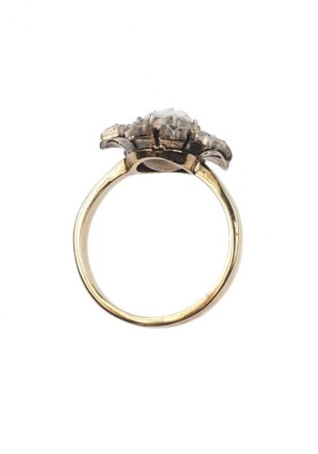 ** VERKAUFT ** Um 1880 - 18 ct. Gold & Silber Ring mit Rosenschliff-Diamant, aus den Niederlanden – Bild 4