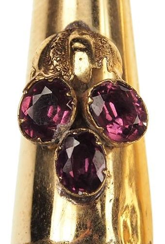 Um 1870 - 9 ct. Gold Ohrringe mit Almandine Victorian England – Bild 3