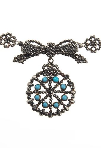 Um 1860 - Cut Steel Set Collier & Ohrringe England – Bild 3