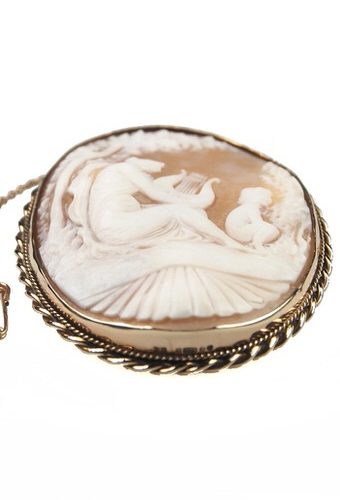 Um 1880 - Kamee Brosche Muschel England – Bild 3