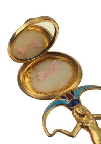 Um 1920 - Vergoldeter Silberanhänger / Puderdose Emaille Egyptian Revival Deutschland – Bild 3