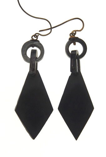 Um 1870 - Jet Ohrringe Motiv Eichel Victorian England – Bild 5