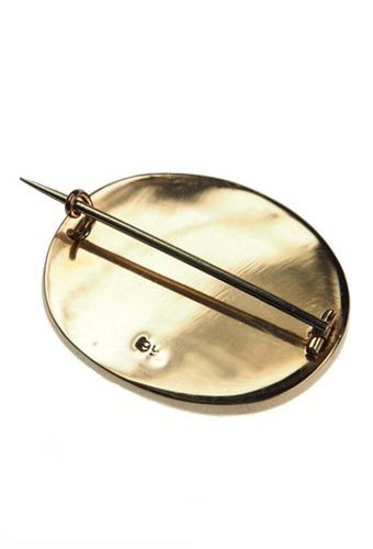 Um 1840 - 9 ct. Gold Brosche mit Hinterglasmalerei Victorian England – Bild 4