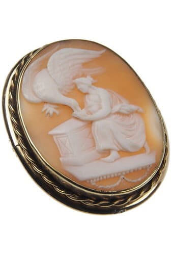 Um 1870 - Muschelkamee Brosche, Victorian England – Bild 3