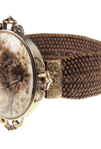 Datiert 1848 - 18 ct. Gold Memorial Armband mit Haarbild England – Bild 4