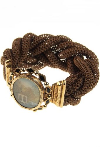 Um 1850 - 18 ct. Gold Armband mit Miniaturmalerei, Emaille & Haar, Victorian Schweiz – Bild 5