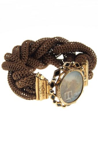 Um 1850 - 18 ct. Gold Armband mit Miniaturmalerei, Emaille & Haar, Victorian Schweiz – Bild 6