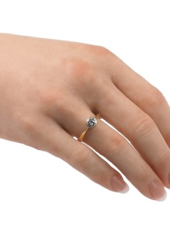 Datiert 1970 - 18 ct. Gold & Platin Ring / Verlobungsring mit Diamant Solitär – Bild 5