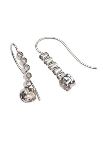 ** VERKAUFT ** Um 1960 - 18 ct. Gold Ohrringe mit zimtfarbenen & weißen Diamanten – Bild 3