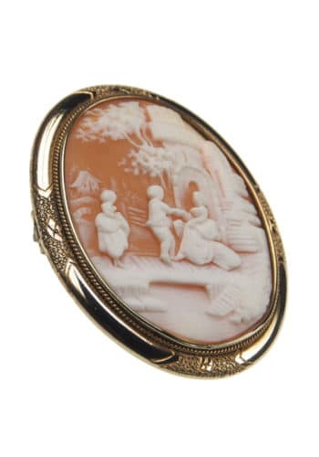 Um 1840 - Muschelkamee Brosche im vergoldeten Rahmen, Französisch – Bild 3