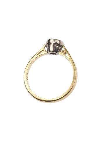 Datiert 1970 - 18 ct. Gold & Platin Ring / Verlobungsring mit Diamant Solitär – Bild 4
