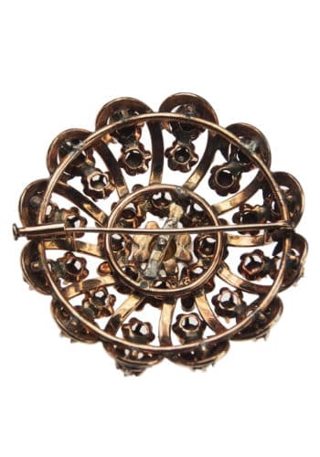 Um 1880 - 18 ct. Gold Brosche Diamanten, Türkise & Perle Victorian – Bild 6