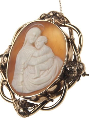 Um 1850 - Muschelkamee Brosche Victorian England – Bild 3