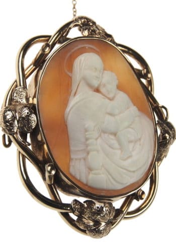 Um 1850 - Muschelkamee Brosche Victorian England – Bild 4