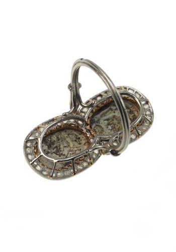 ** VERKAUFT ** Um 1920 - 18 ct. Goldring mit Diamanten & 2 antiken Skarabäen, Frankreich – Bild 4