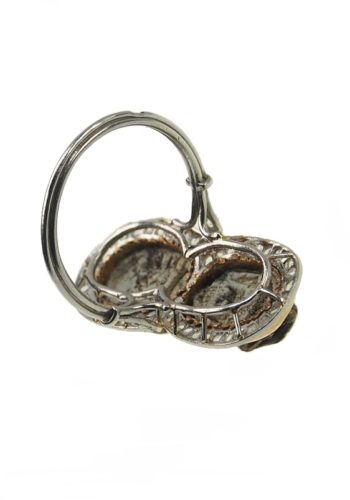 ** VERKAUFT ** Um 1920 - 18 ct. Goldring mit Diamanten & 2 antiken Skarabäen, Frankreich – Bild 5