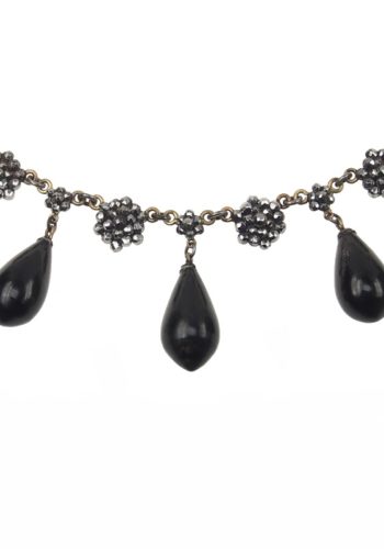 Um 1860 - Cut Steel Collier mit Jett-Tropfen Victorian England – Bild 4