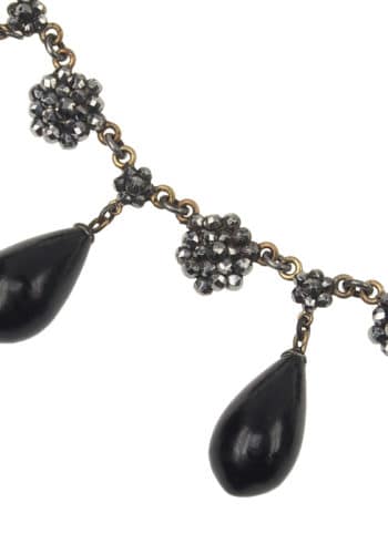 Um 1860 - Cut Steel Collier mit Jett-Tropfen Victorian England – Bild 5