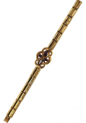 ** VERKAUFT ** Um 1870 - 15 ct. Gold Armband Almandine Victorian England - in der Originalbox! – Bild 3