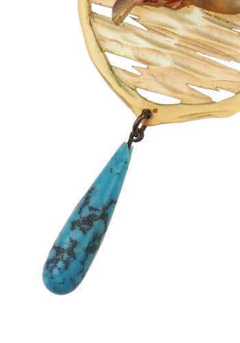 ** VERKAUFT ** Um 1900 - Horncollier Eisvogel Jugendstil Frankreich – Bild 4