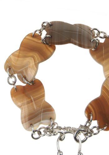 Um 1870 - Sterling Silber / Achat Armband Pebblesschmuck Victorian Schottland – Bild 4