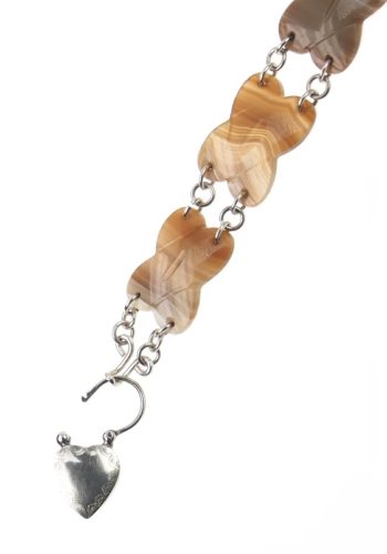 Um 1870 - Sterling Silber / Achat Armband Pebblesschmuck Victorian Schottland – Bild 6