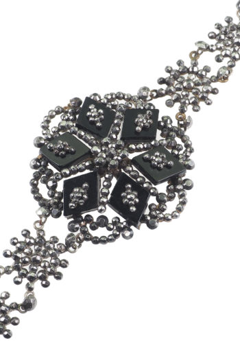 Um 1850 - Cut Steel Armband mit schwarzem Vauxhall-Glas, aus dem viktorianischen England – Bild 3