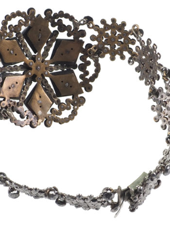 Um 1850 - Cut Steel Armband mit schwarzem Vauxhall-Glas, aus dem viktorianischen England – Bild 5