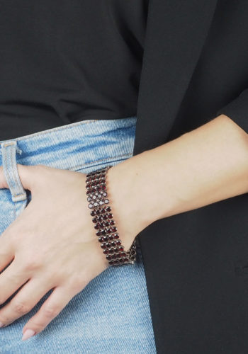 Um 1870 - Böhmische Granate Set Collier, Anhänger & Armband – Bild 7