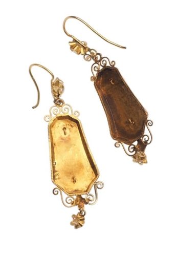 Um 1870 - 18 ct. Gold Victorian Ohrringe mit Perlen, aus Frankreich viktorianische Goldohrringe – Bild 5