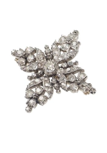 Um 1830 - 18 ct. Gold & Silber Brosche mit Diamanten, aus dem Georgian England – Bild 3