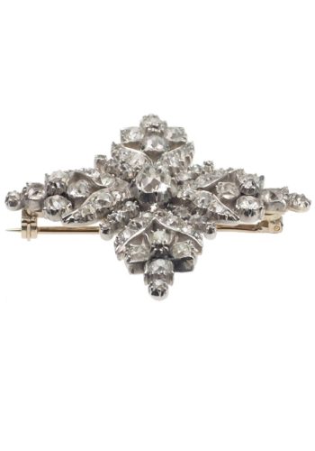 Um 1830 - 18 ct. Gold & Silber Brosche mit Diamanten, aus dem Georgian England – Bild 5