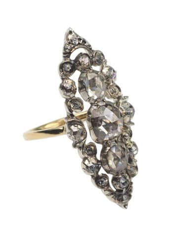 ** VERKAUFT ** Um 1890 - 18 ct. Gold & Silber Ring mit Rosenschliff-Diamanten, aus den Niederlanden – Bild 3
