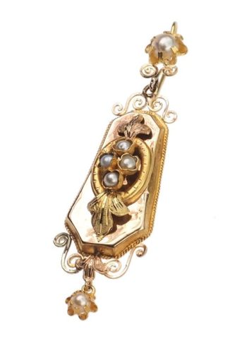 Um 1870 - 18 ct. Gold Victorian Ohrringe mit Perlen, aus Frankreich viktorianische Goldohrringe – Bild 4