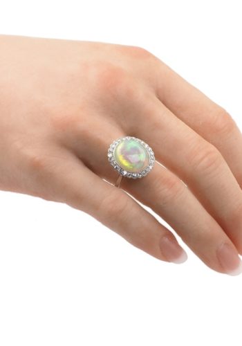 ** VERKAUFT ** Um 1950 - Platinring mit atemberaubendem Opal – Bild 5