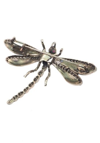 ** VERKAUFT ** Um 1900 - 15 ct. Goldbrosche "Libelle" mit Diamanten und Emaille – Bild 6