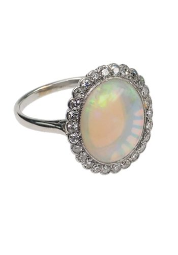 ** VERKAUFT ** Um 1950 - Platinring mit atemberaubendem Opal – Bild 3