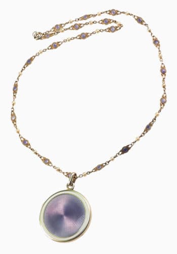 ** VERKAUFT ** Um 1900 - Guillochiertes und emailliertes Medaillon an Sterling Silberkette – Bild 3