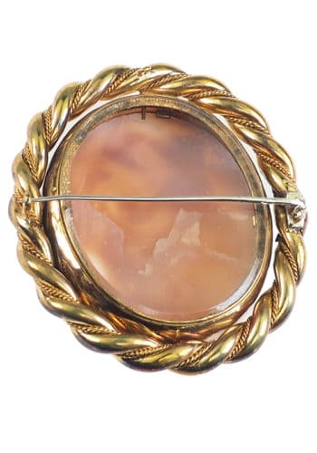 Um 1860 - Drehbrosche mit Muschelkamee, rückseitig als Medaillon – Bild 4