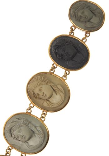 Um 1860 - Komplette Parure aus Italien, mit verschiedenfarbigen Lavakameen und vergoldeten Rahmen – Bild 7